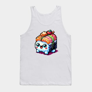 Sushi Sidekick - Whimsical Pixel Art Sushi Creature Tank Top